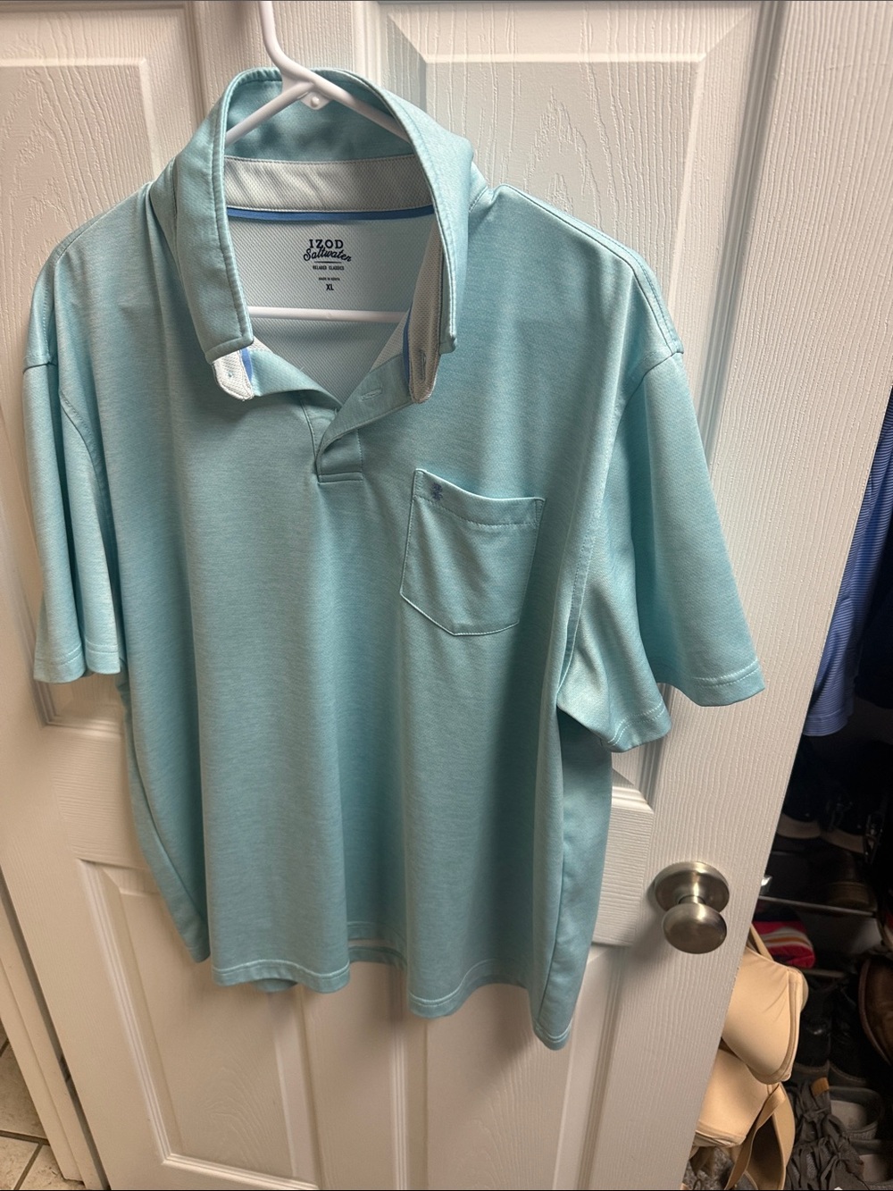 Izod Men’s Mint Green Polo with Chest Pocket